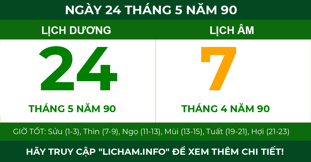 lịch âm ngày 24 tháng 5 năm 90