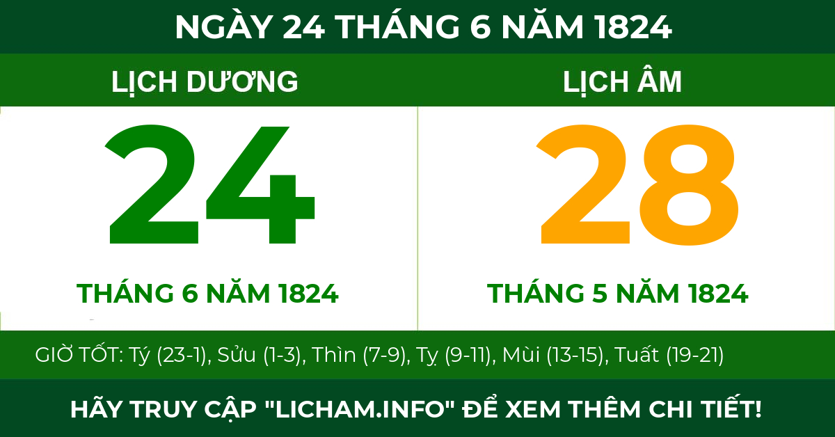 lịch âm ngày 24 tháng 6 năm 1824