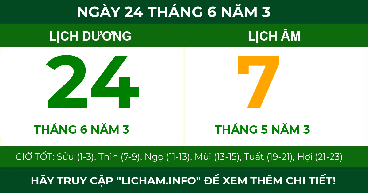 lịch âm ngày 24 tháng 6 năm 3