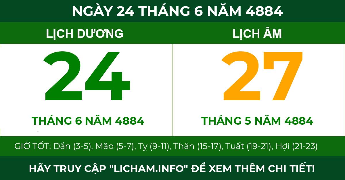 lịch âm ngày 24 tháng 6 năm 4884