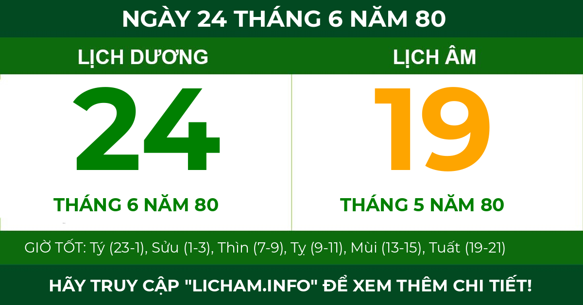 lịch âm ngày 24 tháng 6 năm 80