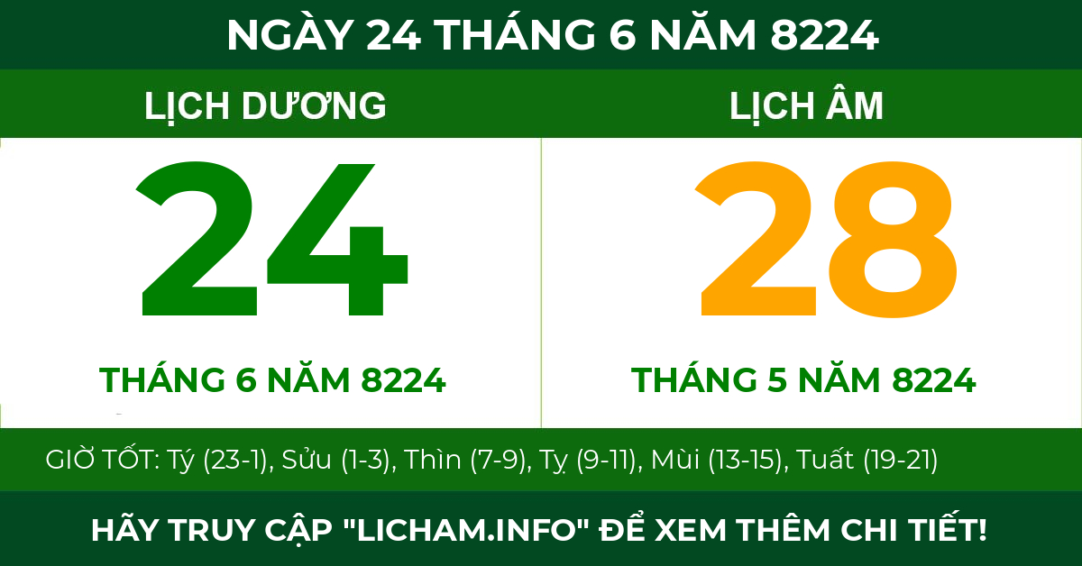 lịch âm ngày 24 tháng 6 năm 8224