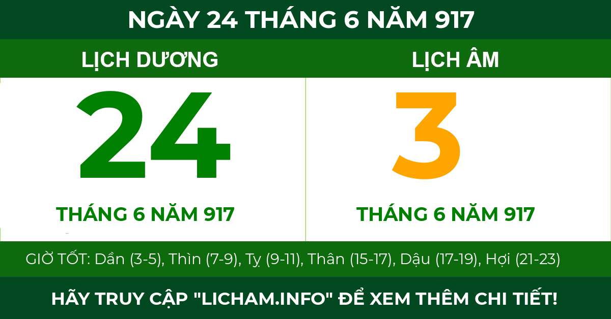 lịch âm ngày 24 tháng 6 năm 917
