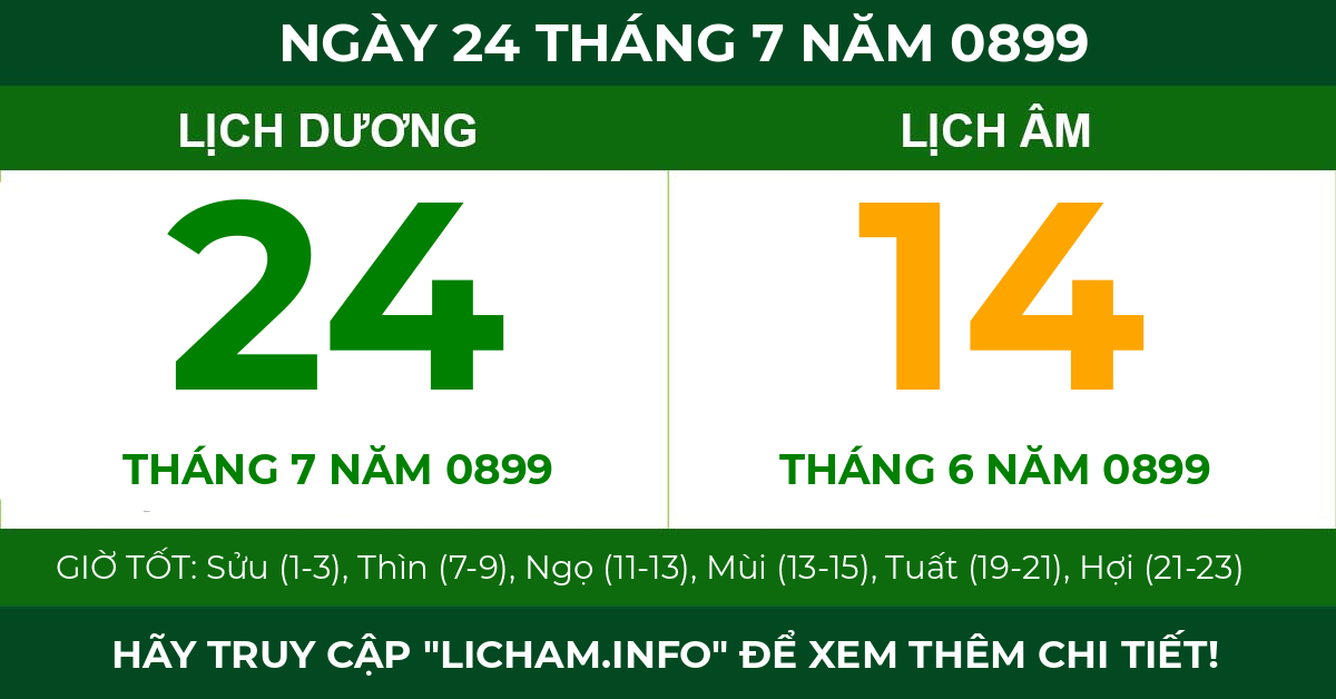 lịch âm ngày 24 tháng 7 năm 0899
