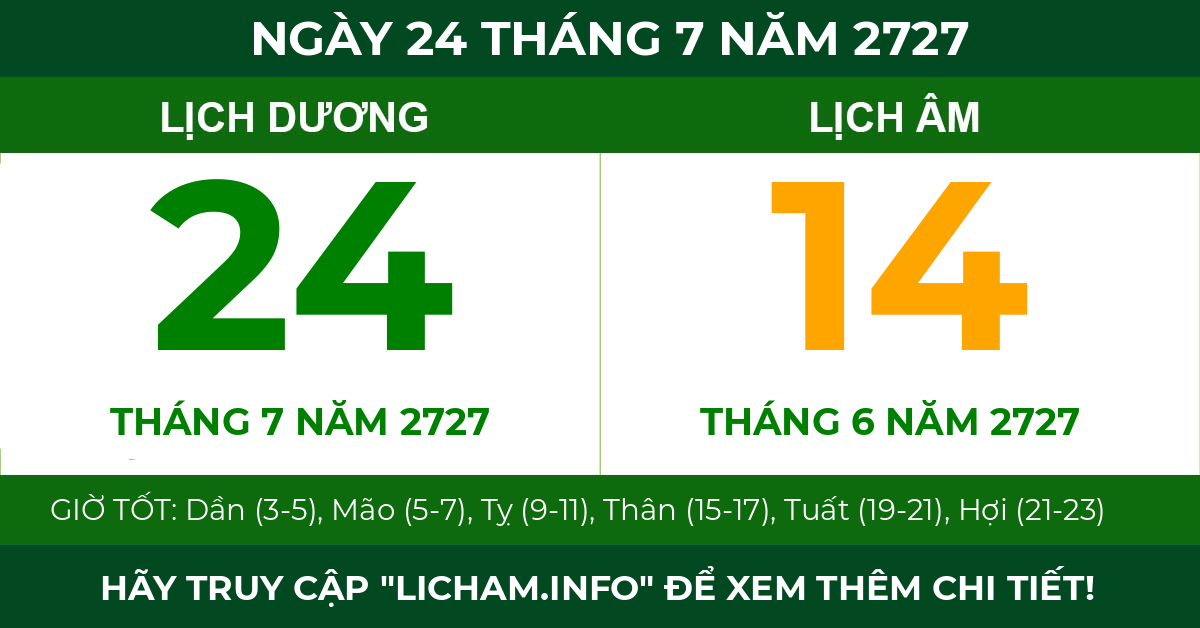 lịch âm ngày 24 tháng 7 năm 2727