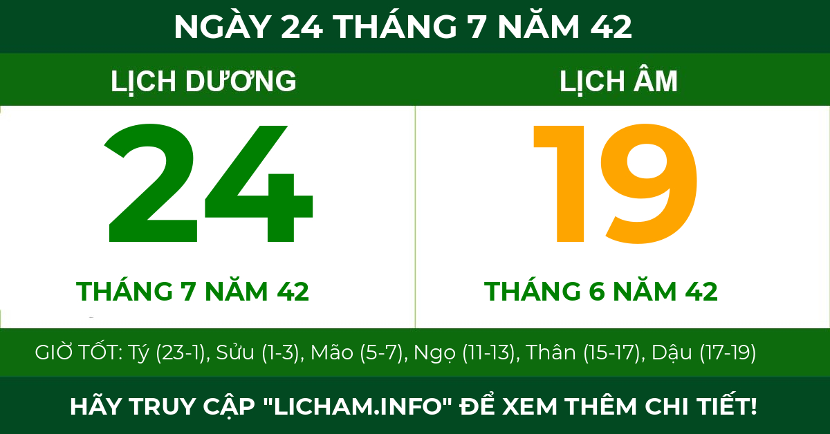 lịch âm ngày 24 tháng 7 năm 42