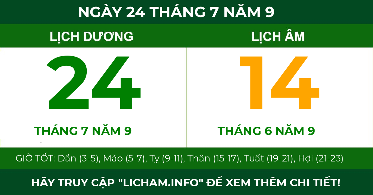 lịch âm ngày 24 tháng 7 năm 9