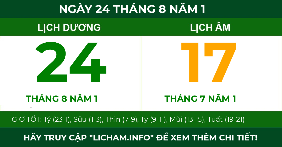 lịch âm ngày 24 tháng 8 năm 1