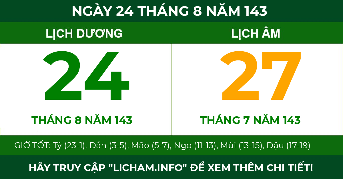 lịch âm ngày 24 tháng 8 năm 143