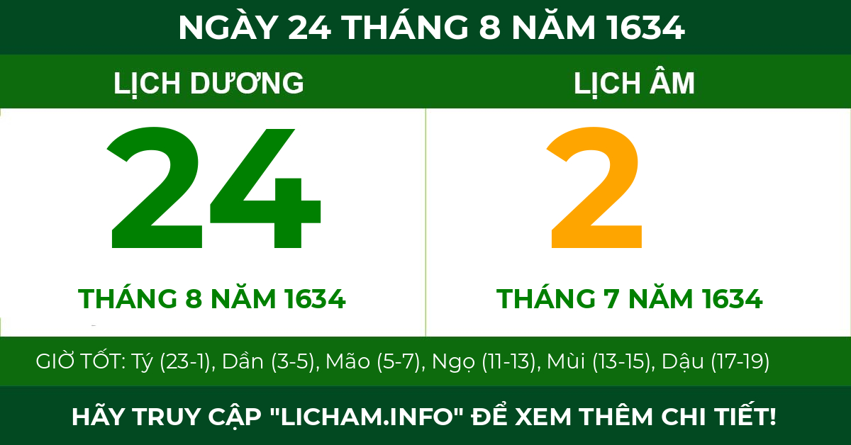 lịch âm ngày 24 tháng 8 năm 1634