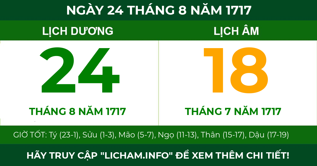lịch âm ngày 24 tháng 8 năm 1717