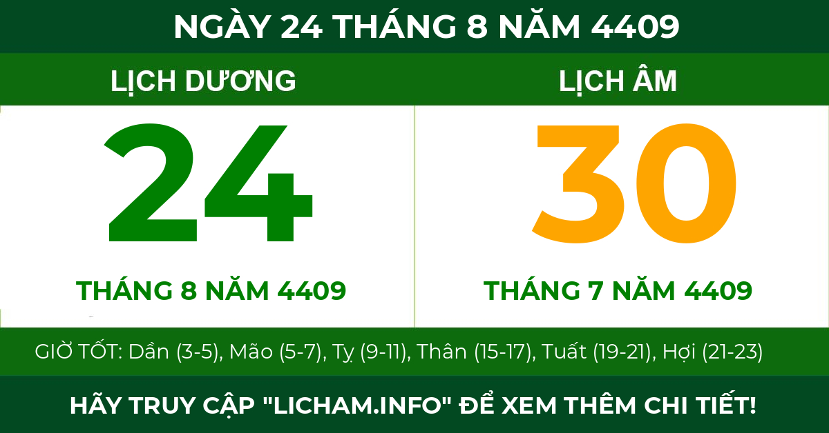 lịch âm ngày 24 tháng 8 năm 4409