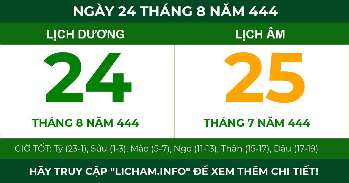 lịch âm ngày 24 tháng 8 năm 444