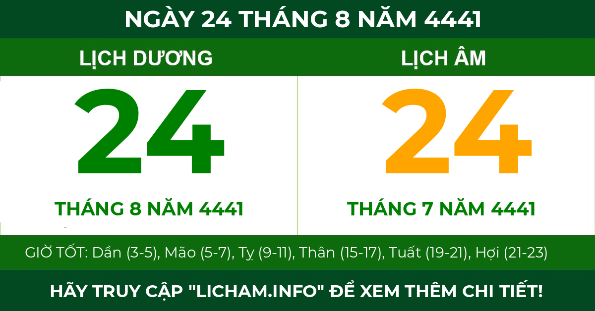 lịch âm ngày 24 tháng 8 năm 4441