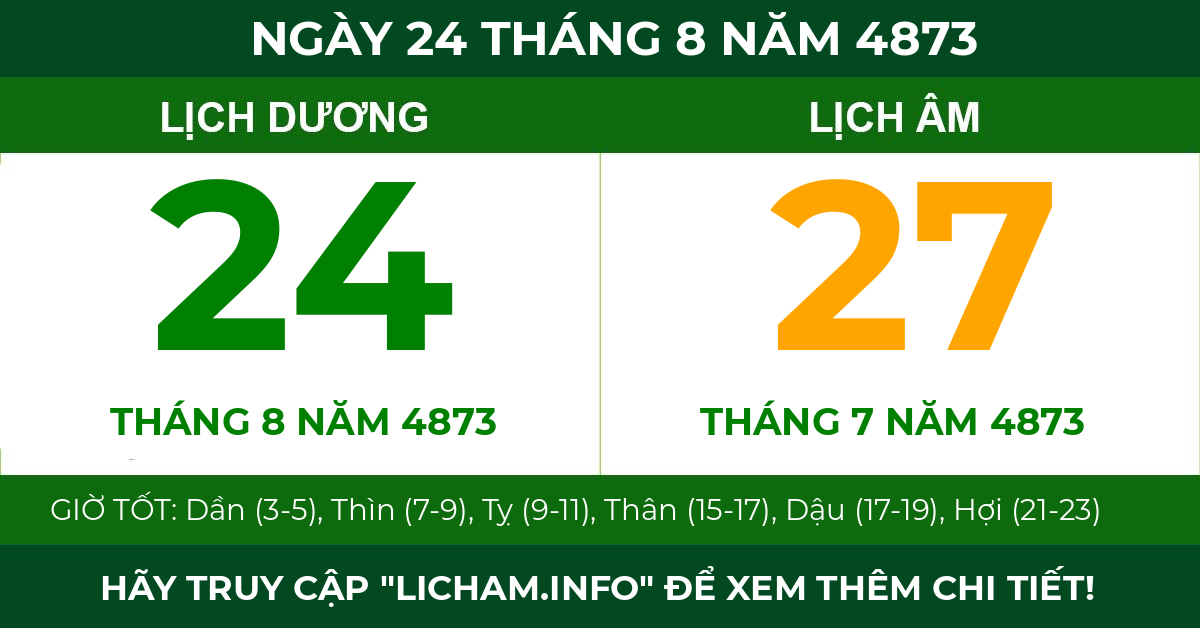 lịch âm ngày 24 tháng 8 năm 4873
