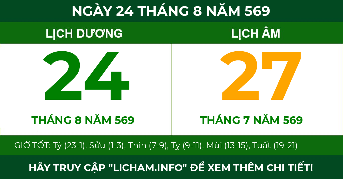 lịch âm ngày 24 tháng 8 năm 569