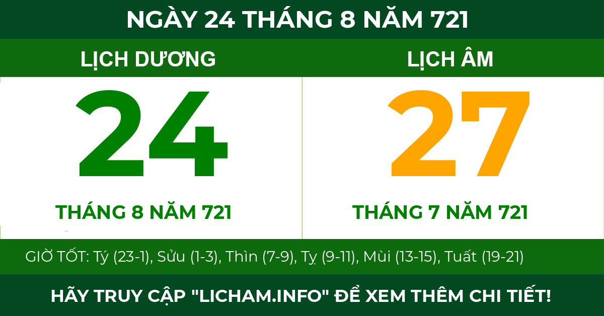 lịch âm ngày 24 tháng 8 năm 721