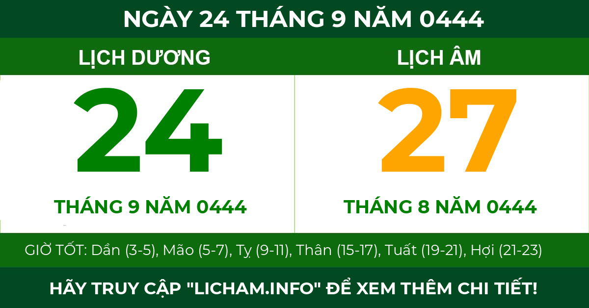 lịch âm ngày 24 tháng 9 năm 0444