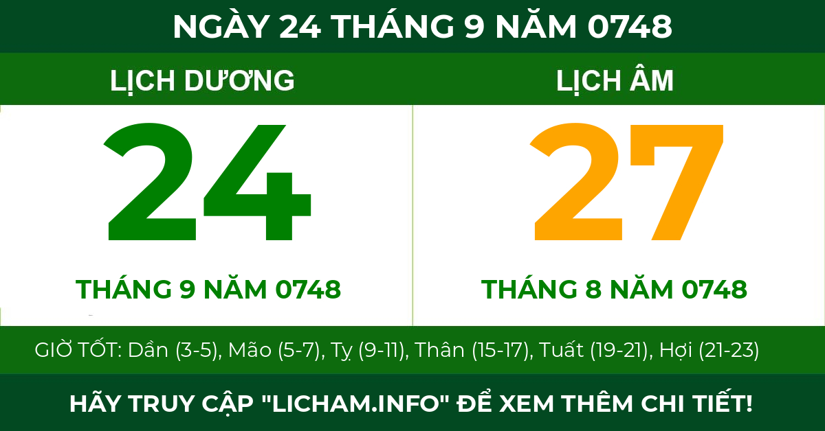 lịch âm ngày 24 tháng 9 năm 0748