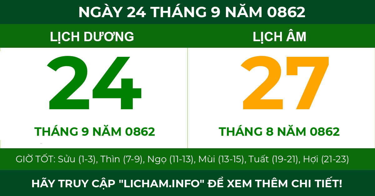 lịch âm ngày 24 tháng 9 năm 0862