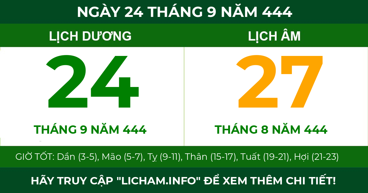 lịch âm ngày 24 tháng 9 năm 444