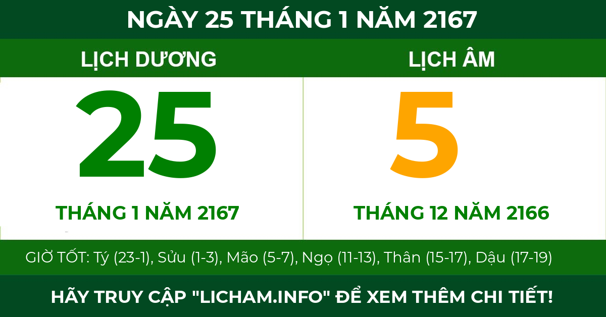 lịch âm ngày 25 tháng 1 năm 2167