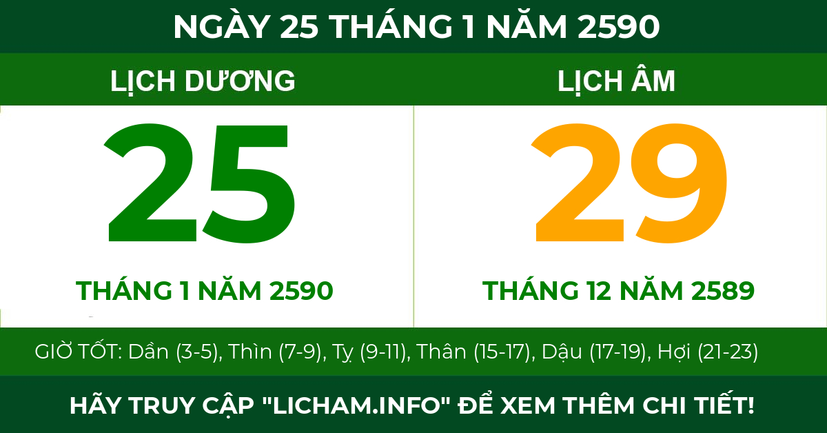lịch âm ngày 25 tháng 1 năm 2590