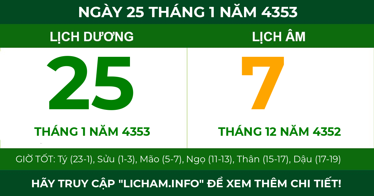 lịch âm ngày 25 tháng 1 năm 4353