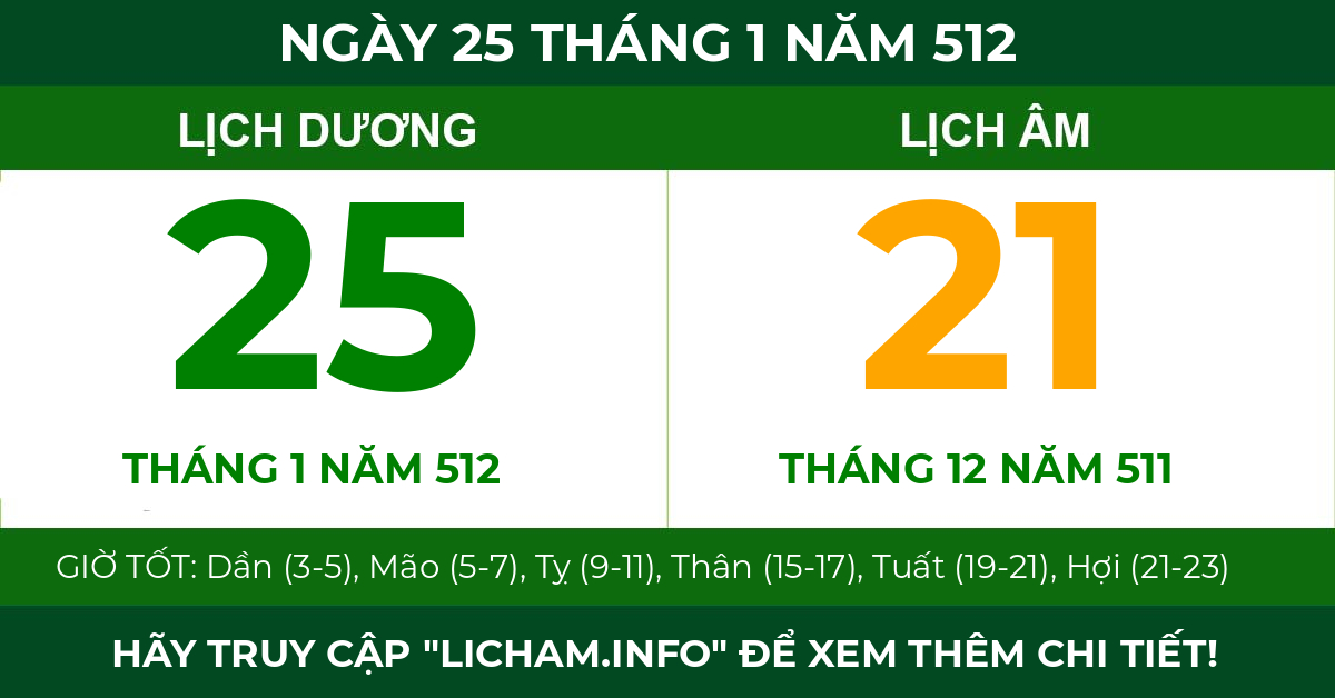 lịch âm ngày 25 tháng 1 năm 512