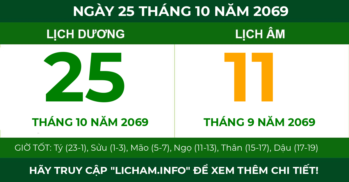 lịch âm ngày 25 tháng 10 năm 2069