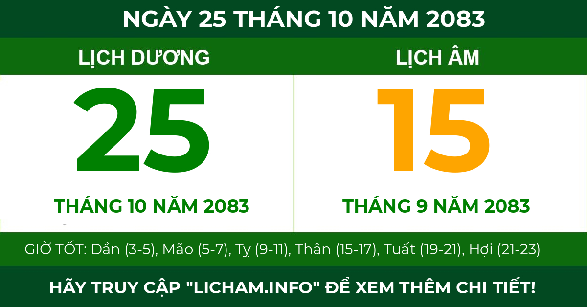 lịch âm ngày 25 tháng 10 năm 2083