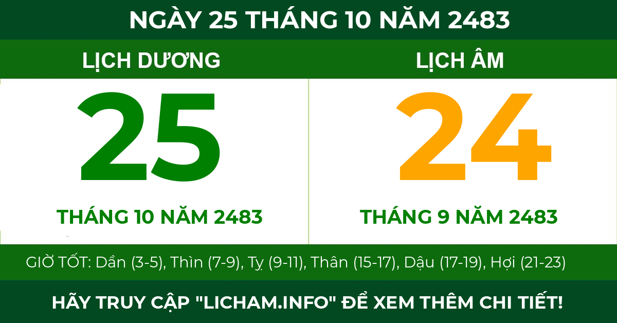 lịch âm ngày 25 tháng 10 năm 2483