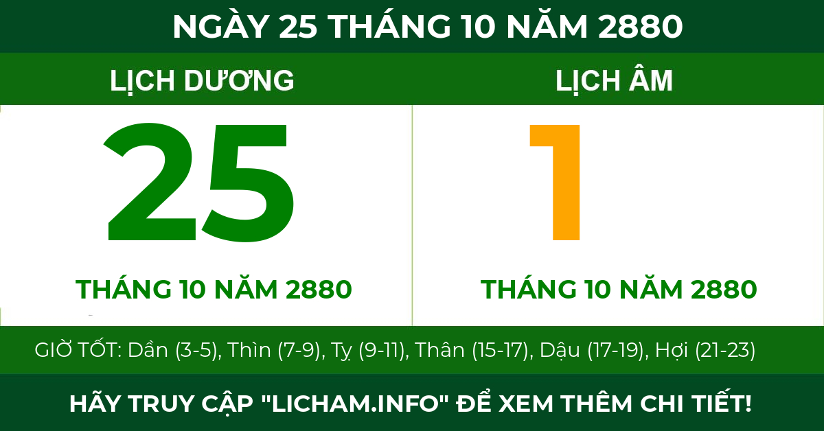 lịch âm ngày 25 tháng 10 năm 2880