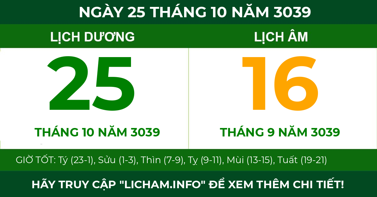lịch âm ngày 25 tháng 10 năm 3039