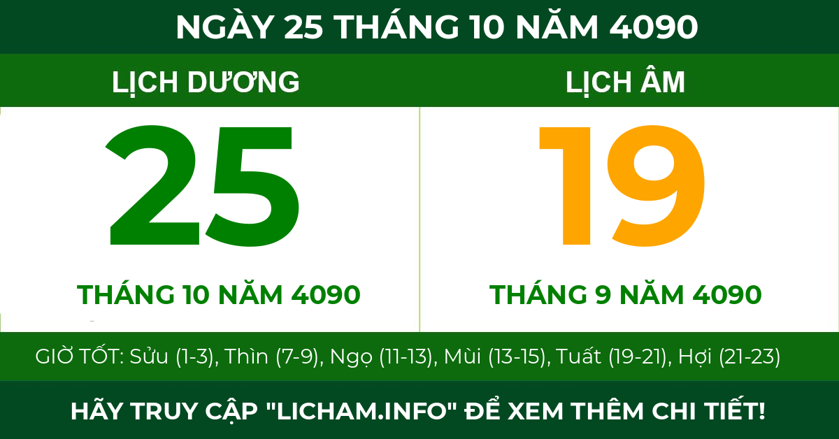lịch âm ngày 25 tháng 10 năm 4090