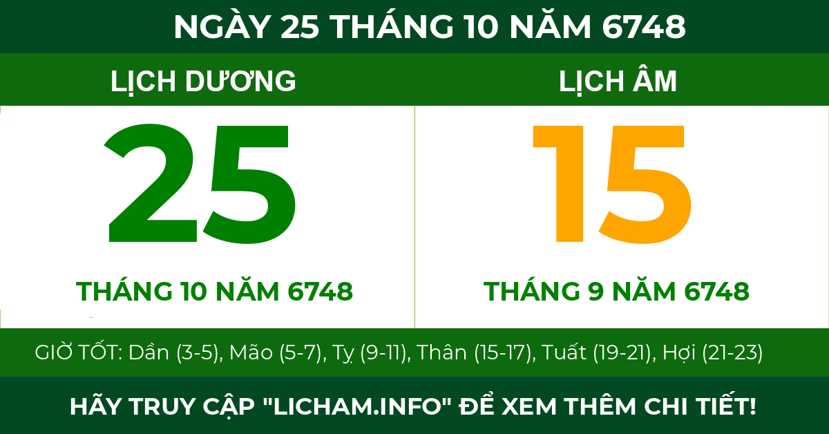 lịch âm ngày 25 tháng 10 năm 6748