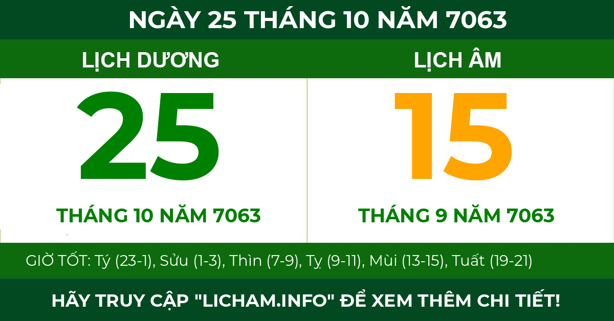 lịch âm ngày 25 tháng 10 năm 7063