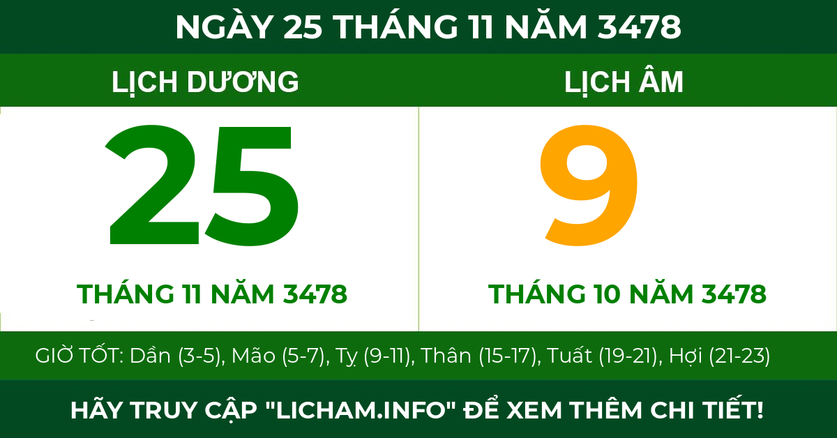 lịch âm ngày 25 tháng 11 năm 3478