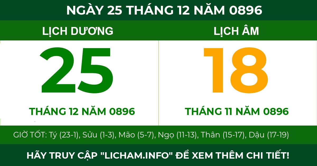 lịch âm ngày 25 tháng 12 năm 0896