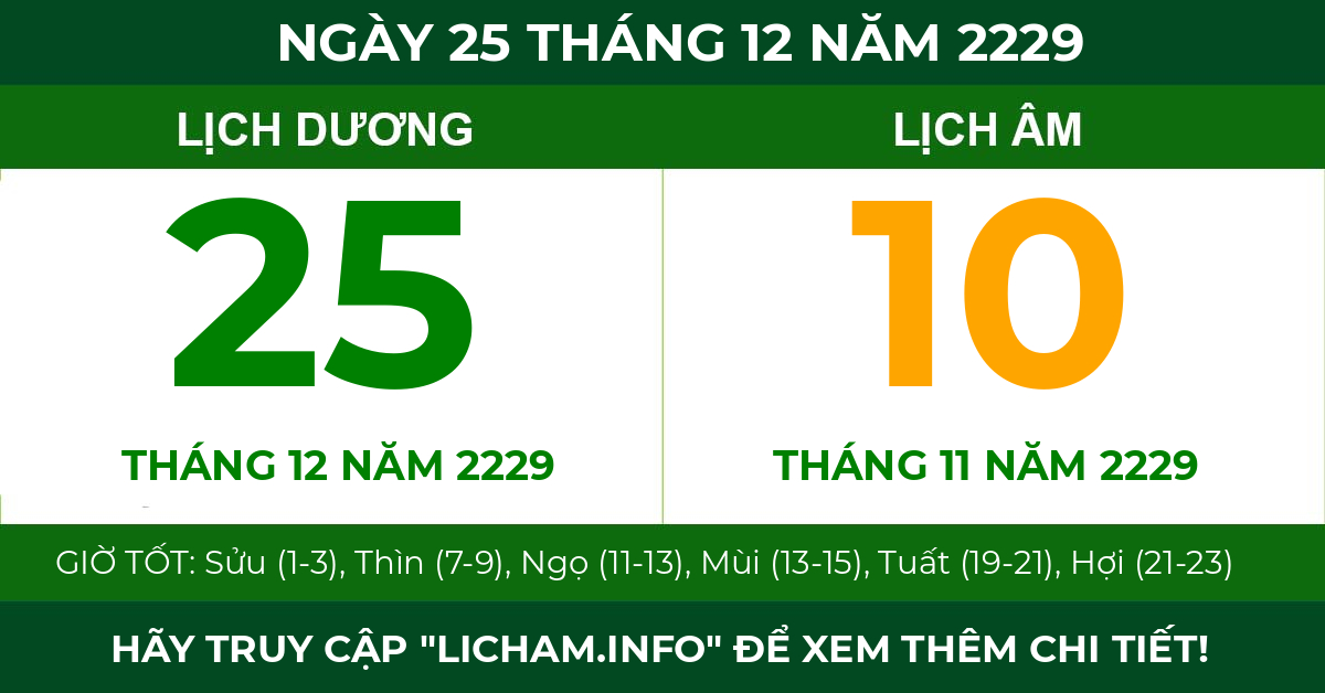 lịch âm ngày 25 tháng 12 năm 2229