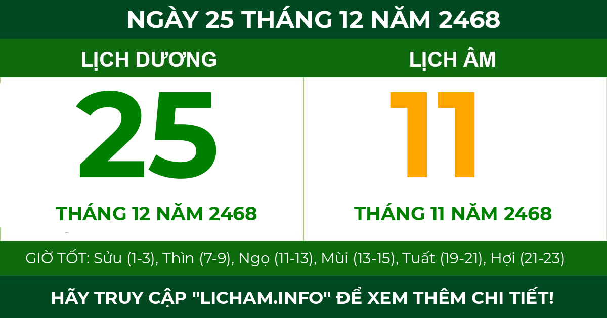 lịch âm ngày 25 tháng 12 năm 2468