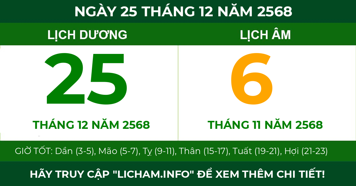 lịch âm ngày 25 tháng 12 năm 2568