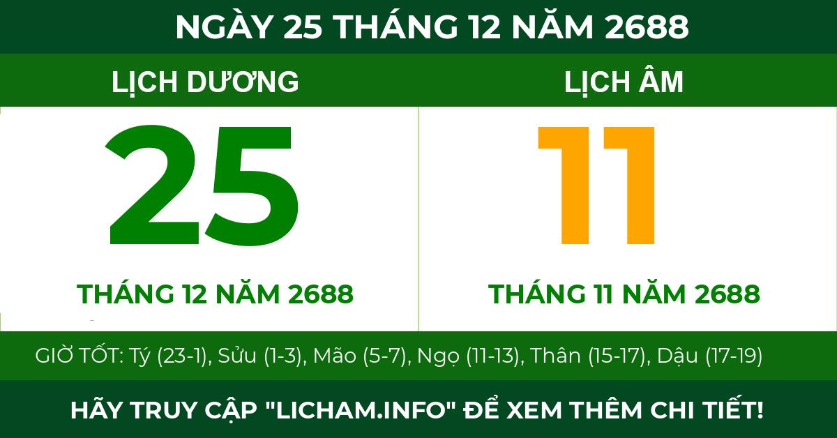 lịch âm ngày 25 tháng 12 năm 2688