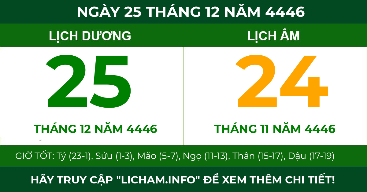 lịch âm ngày 25 tháng 12 năm 4446