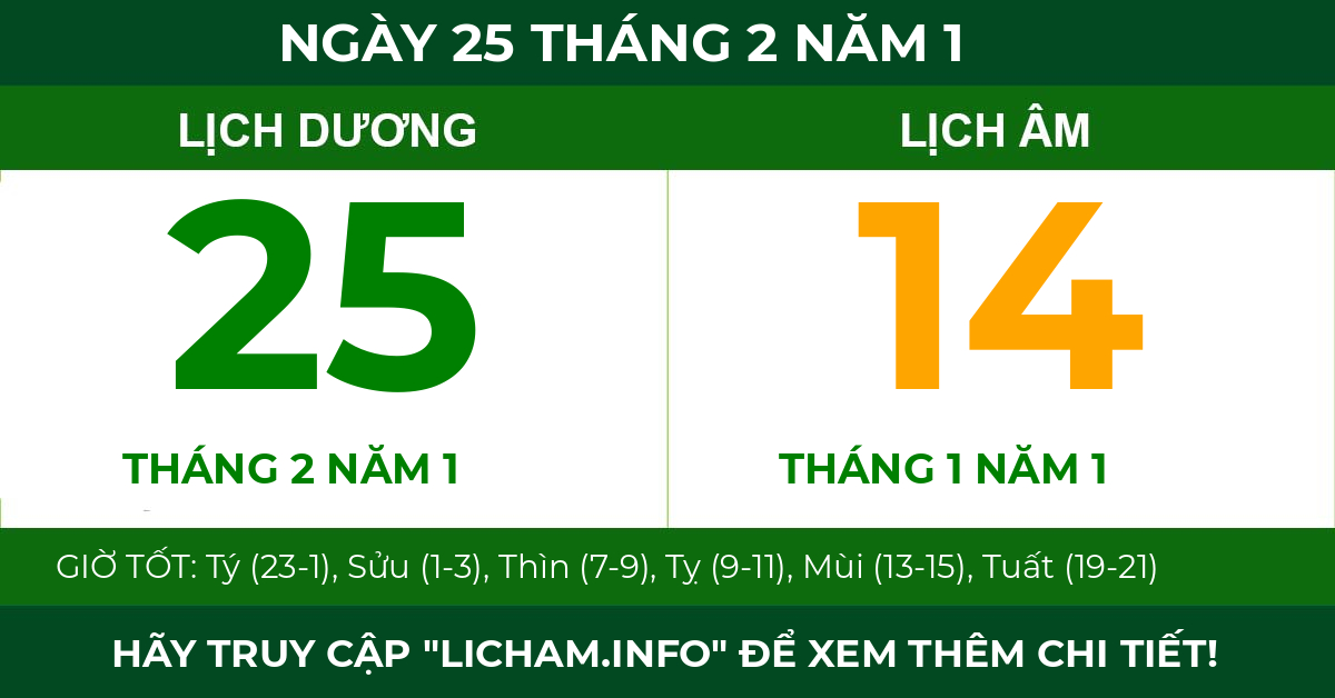 lịch âm ngày 25 tháng 2 năm 1