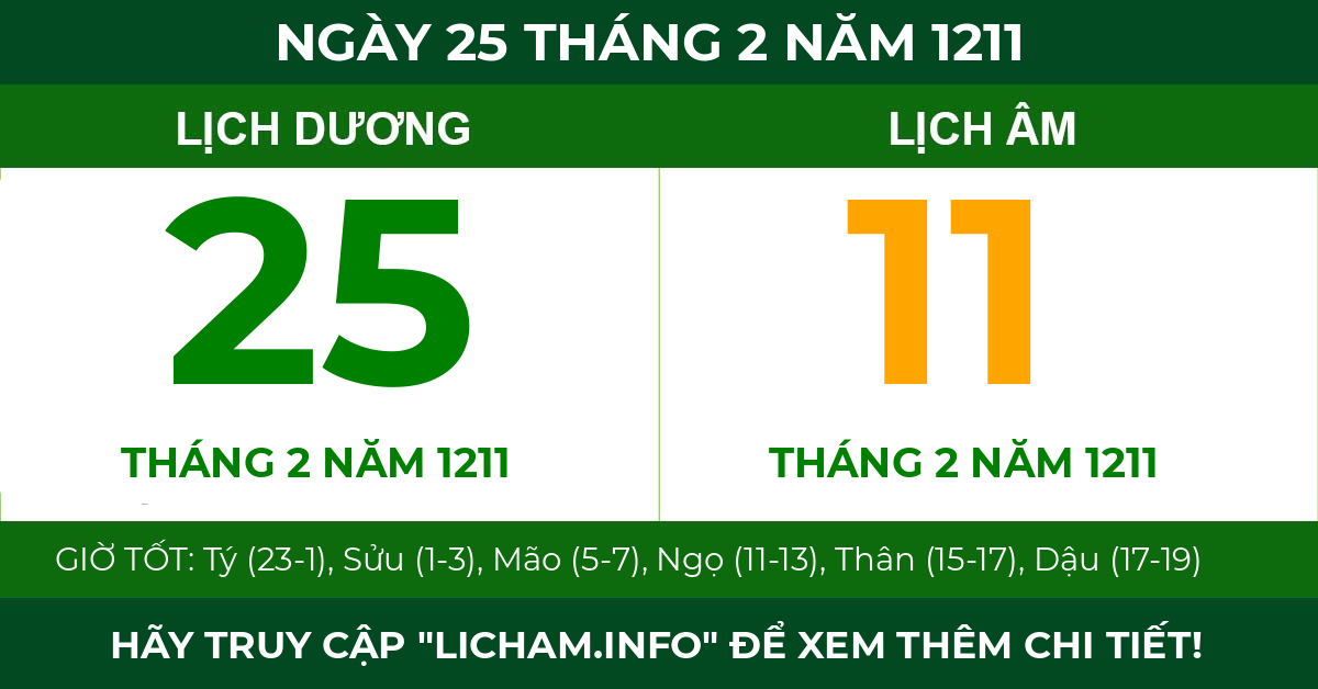 lịch âm ngày 25 tháng 2 năm 1211