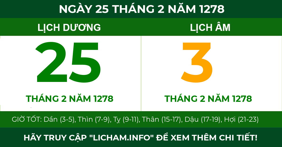 lịch âm ngày 25 tháng 2 năm 1278