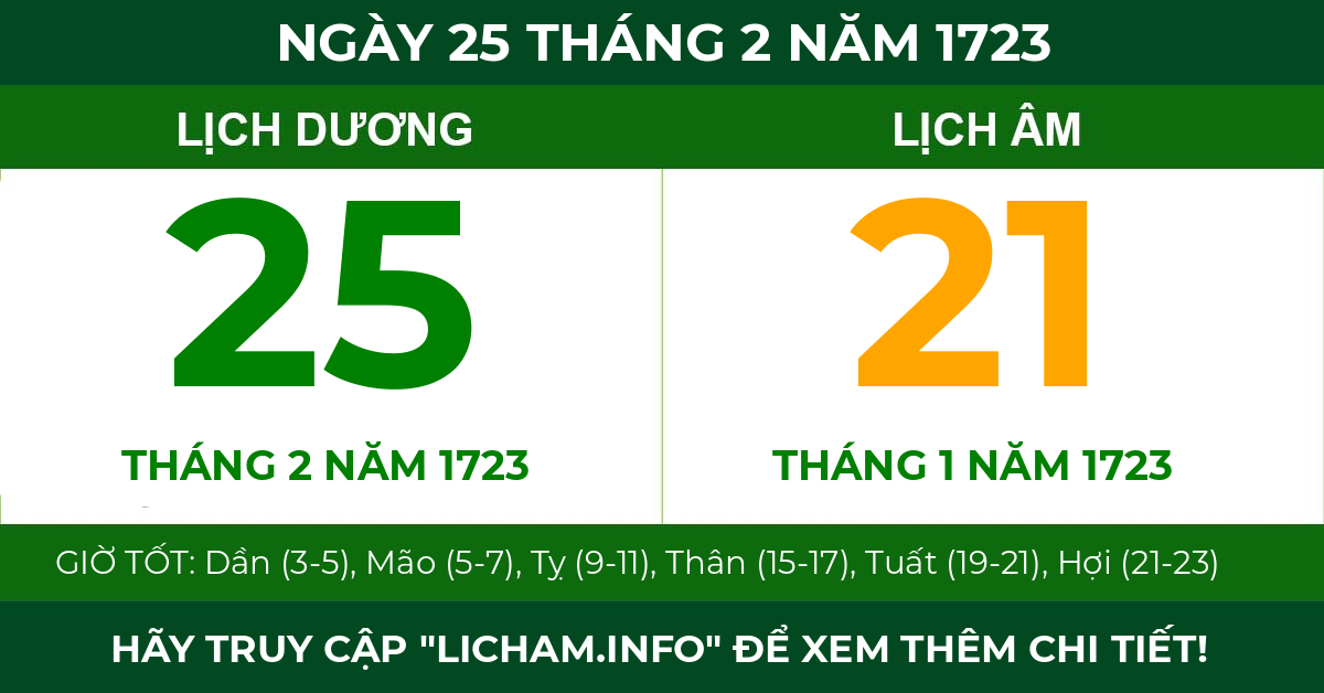 lịch âm ngày 25 tháng 2 năm 1723