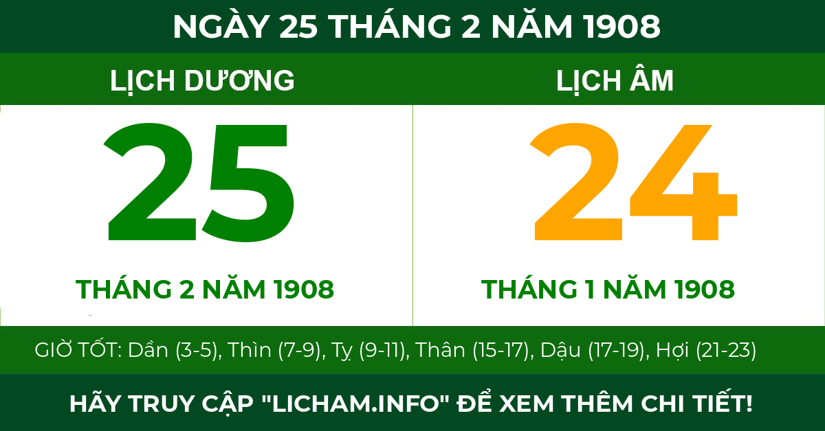 lịch âm ngày 25 tháng 2 năm 1908