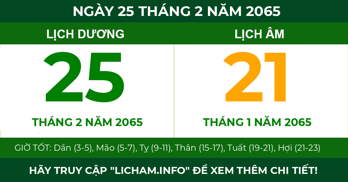 lịch âm ngày 25 tháng 2 năm 2065